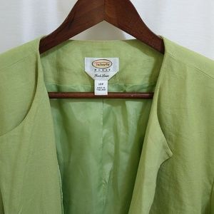 Talbots Green Irish Linen Lined Open Jacket Blazer - Sz 16W